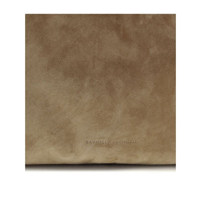 Brunello Cucinelli Beige Calf Leather Bos Taurus Shoulder Bag