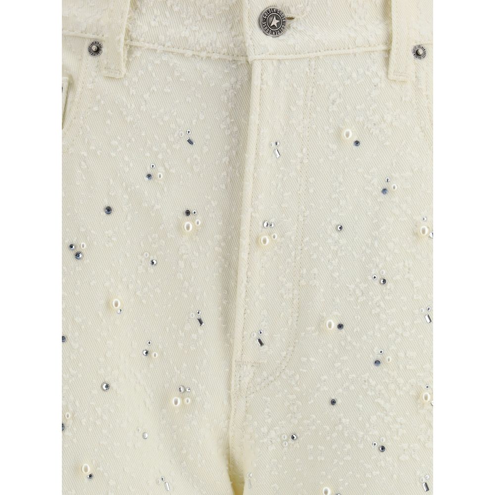 Golden Goose White Cotton Casual Pants
