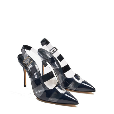 Manolo Blahnik Blue Calfskin High Heel Pumps