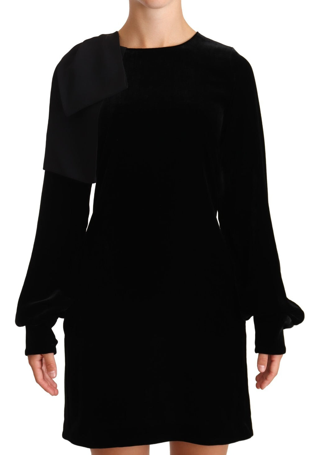 N.21 Sheath A-line Black Viscose Long Sleeves Round Neck Mini Dress