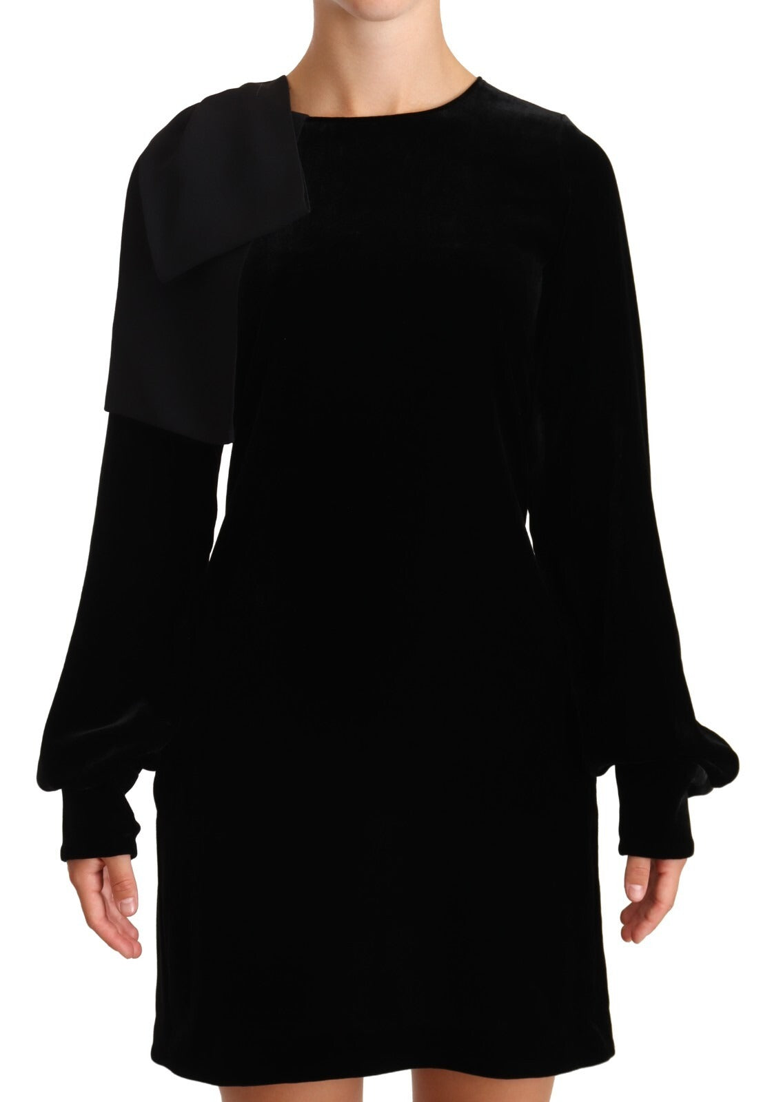 N.21 Sheath A-line Black Viscose Long Sleeves Round Neck Mini Dress