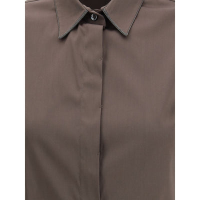 Brunello Cucinelli Brown Cotton Shirt