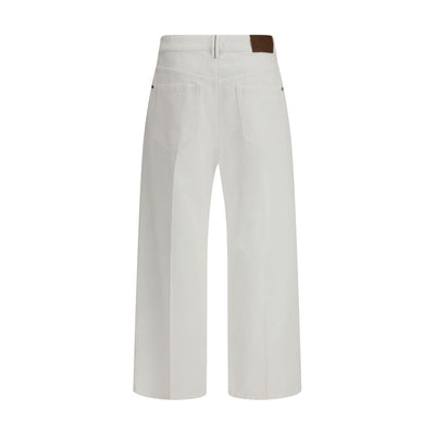 Brunello Cucinelli White Cotton Cropped Jeans