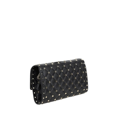 Valentino Garavani Black Calf Leather Bos Taurus Shoulder Bag