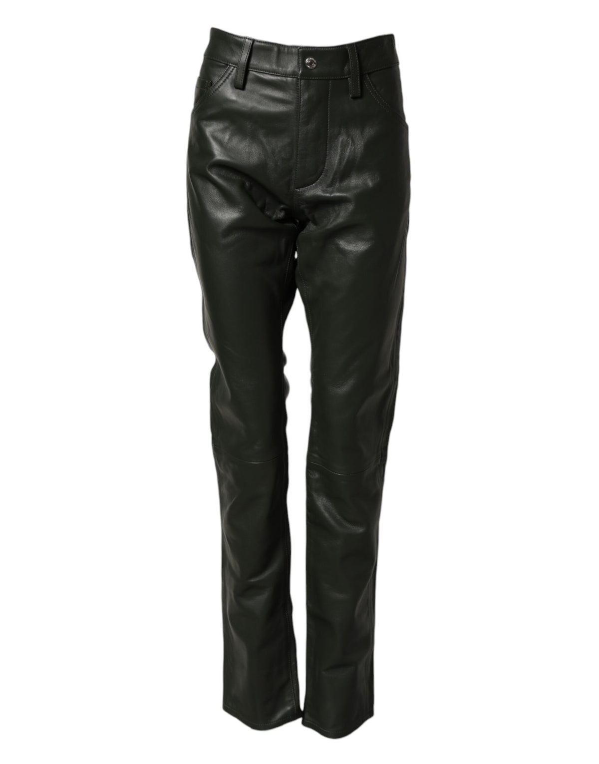 Dsquared² Black Full Grain Leather Mid Waist Trouser Pants - BrandFit 88