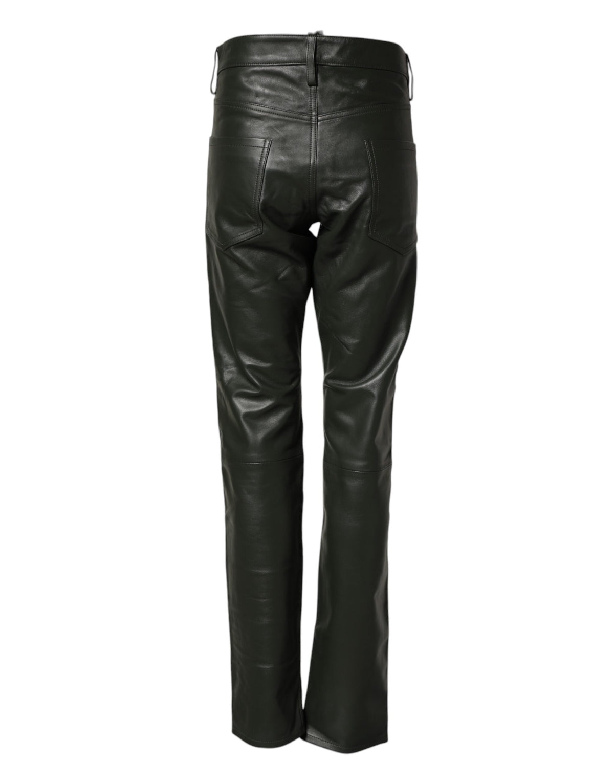 Dsquared² Black Full Grain Leather Mid Waist Trouser Pants - BrandFit 88