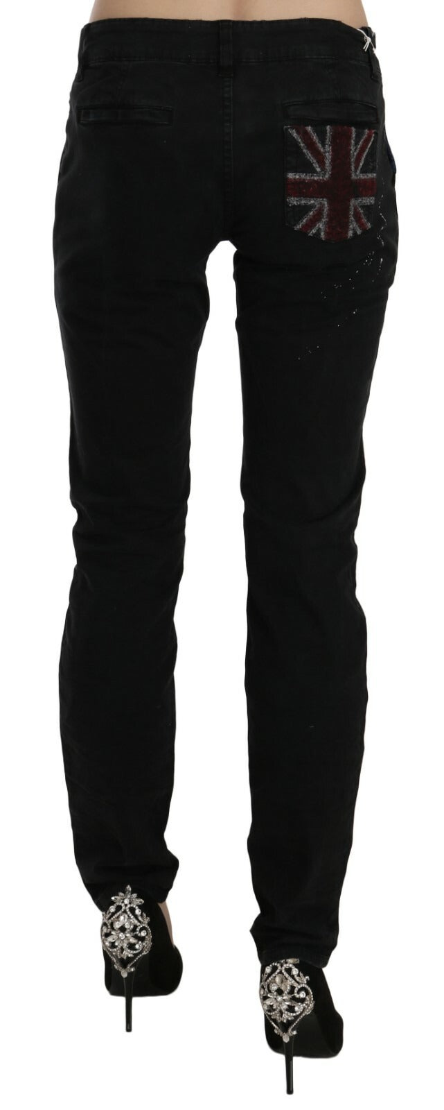 John Galliano Black Low Waist White Paint Skinny Denim Pants Jeans - BrandFit 88