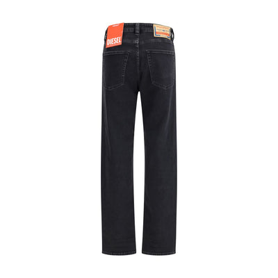 Diesel Black Cotton Relaxed Fit Jeans