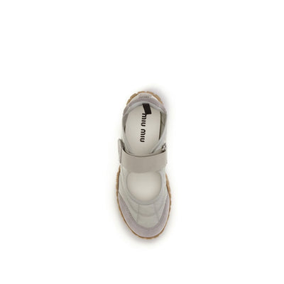 Miu Miu Gray Recycled Polyamide Ballet Flats