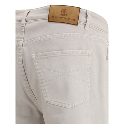 Brunello Cucinelli Beige Cotton Straight-Leg Jeans