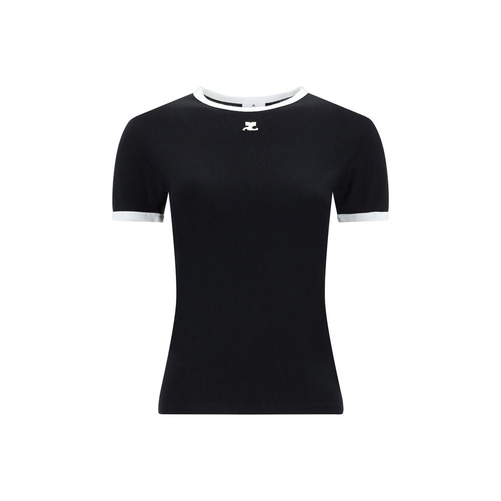 Courrèges Black Cotton T-Shirt