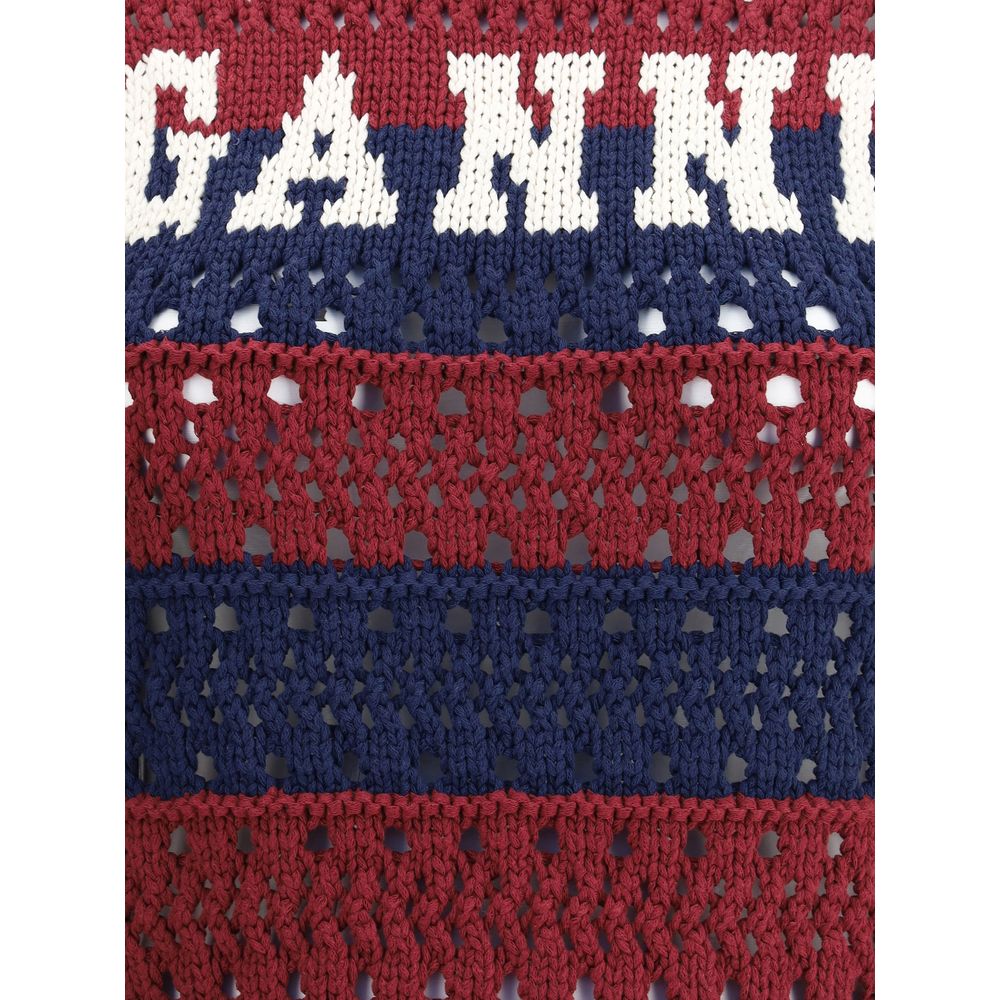 Ganni Blue Recycled Cotton Sweatshirt