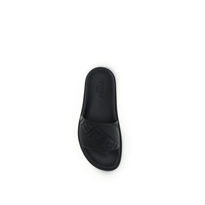 Fendi Black Rubber Flat Sandals