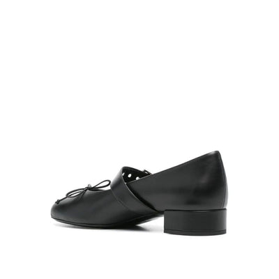 Miu Miu Black Calfskin Mid Heel Pumps