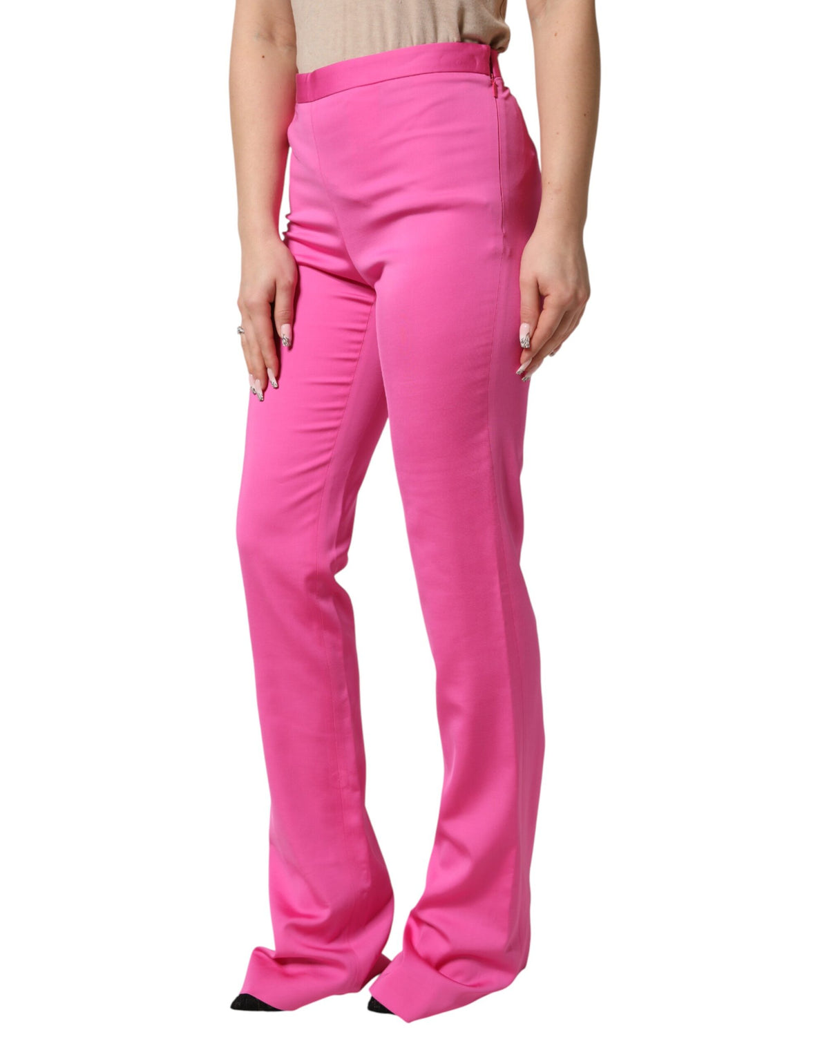 Versace Pink Viscose High Waist Straight Casual Trouser Pants - BrandFit 88