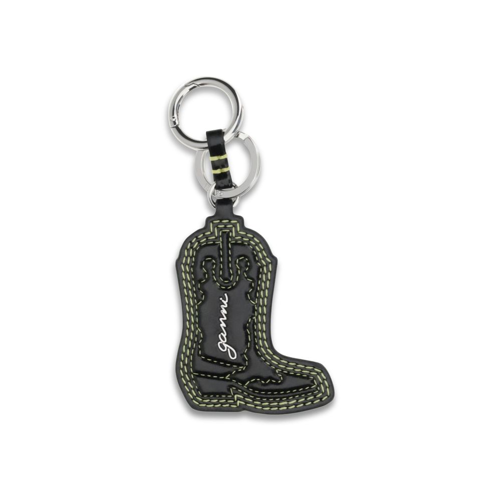 Ganni Black Recycled Leather Keychain - BrandFit 88