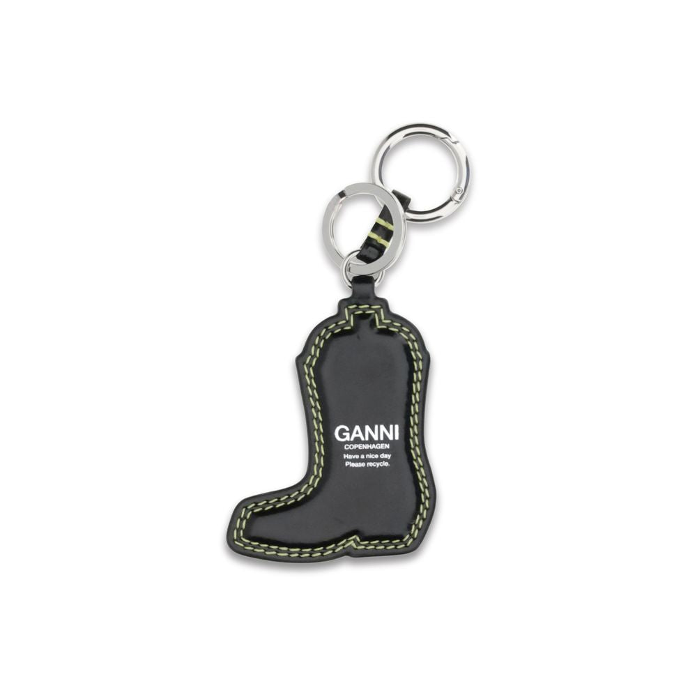 Ganni Black Recycled Leather Keychain - BrandFit 88