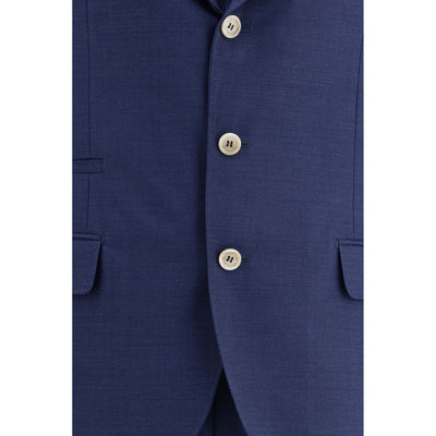 Brunello Cucinelli Blue Fleece Wool Two-Piece Suit