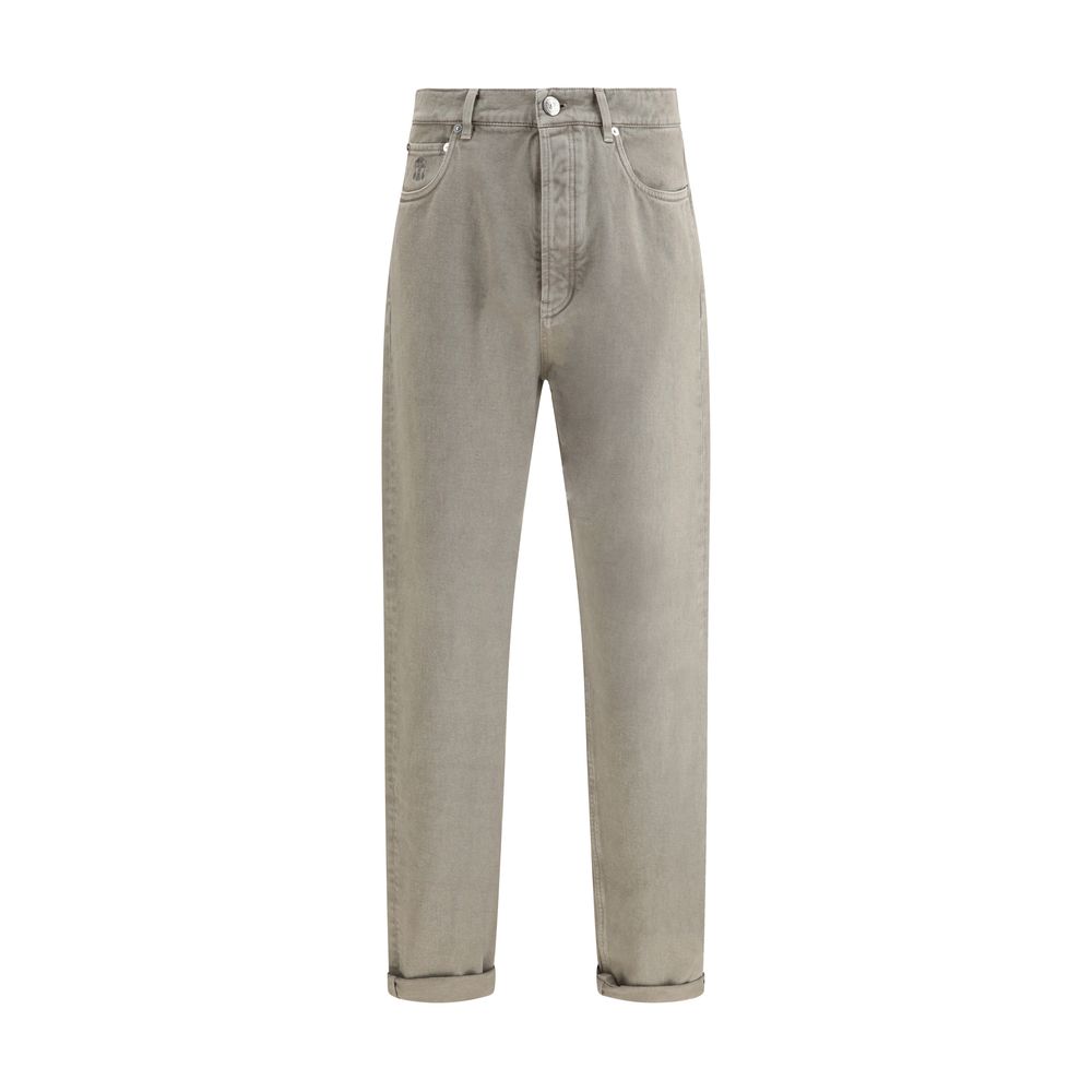 Brunello Cucinelli Green Cotton Straight-Leg Jeans