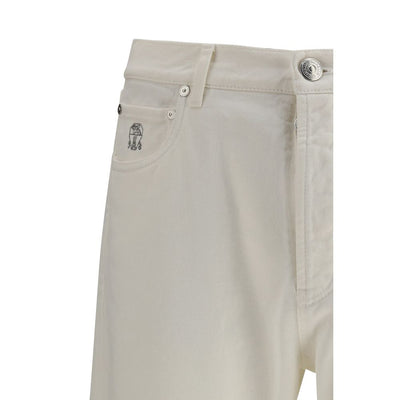 Brunello Cucinelli White Cotton Straight-Leg Jeans
