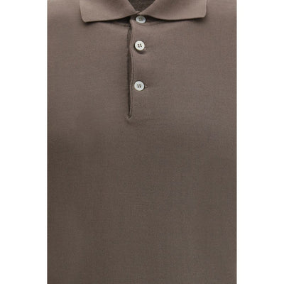 Brunello Cucinelli Brown Cotton Polo Shirt
