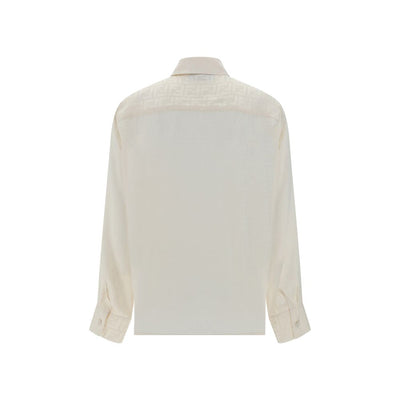 Fendi White Silk Pattern Shirt