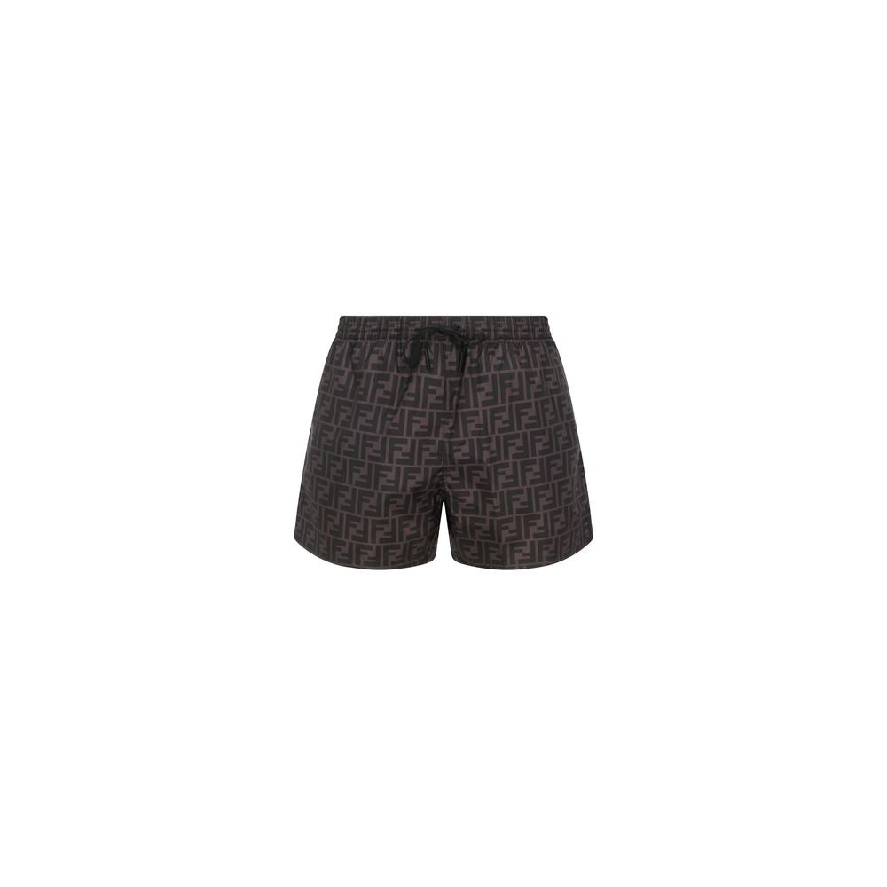 Fendi Gray Polyester Swim Shorts
