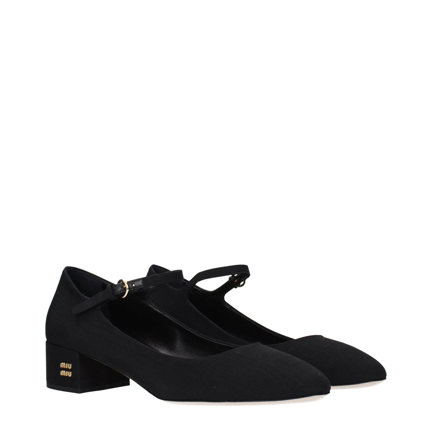 Miu Miu Black Fabric Mid Heel Pumps
