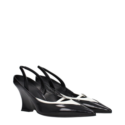 Givenchy Black Leather Wedge Sandals