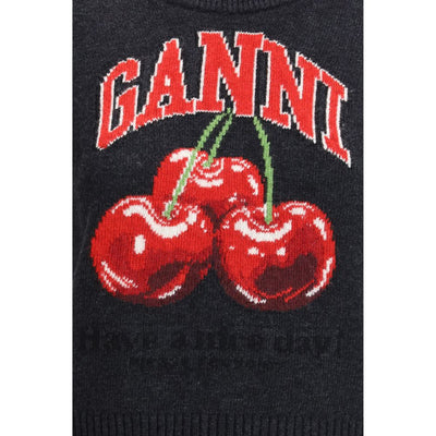 Ganni Black Wool Sweatshirt