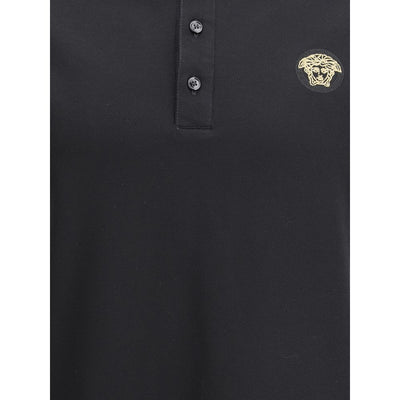 Versace Black Cotton Polo Shirt