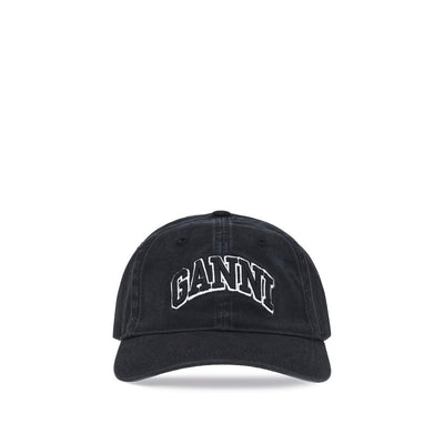 Ganni Black Cotton Cap (Baseball Hat)