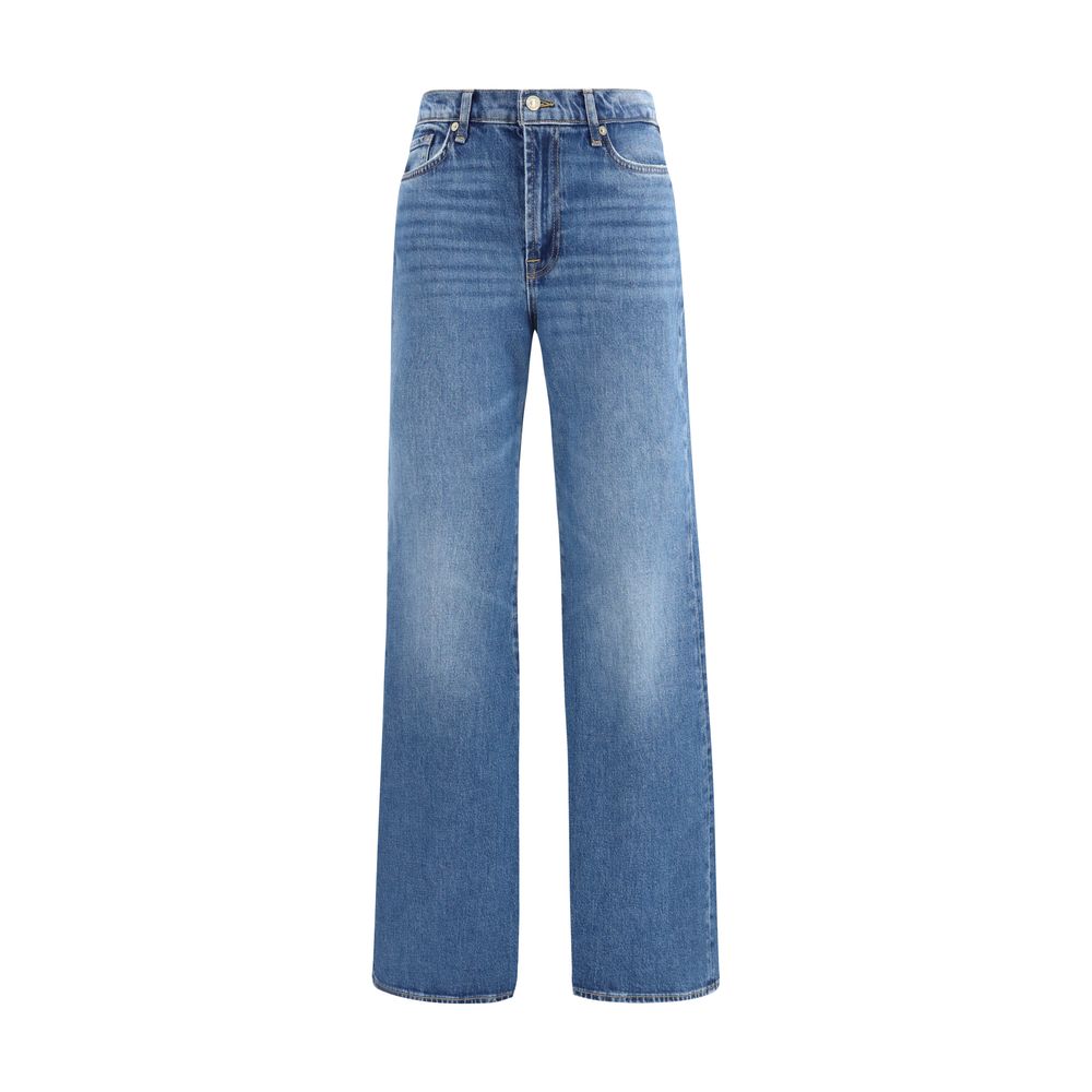 7FOR Blue Cotton Flared Jeans