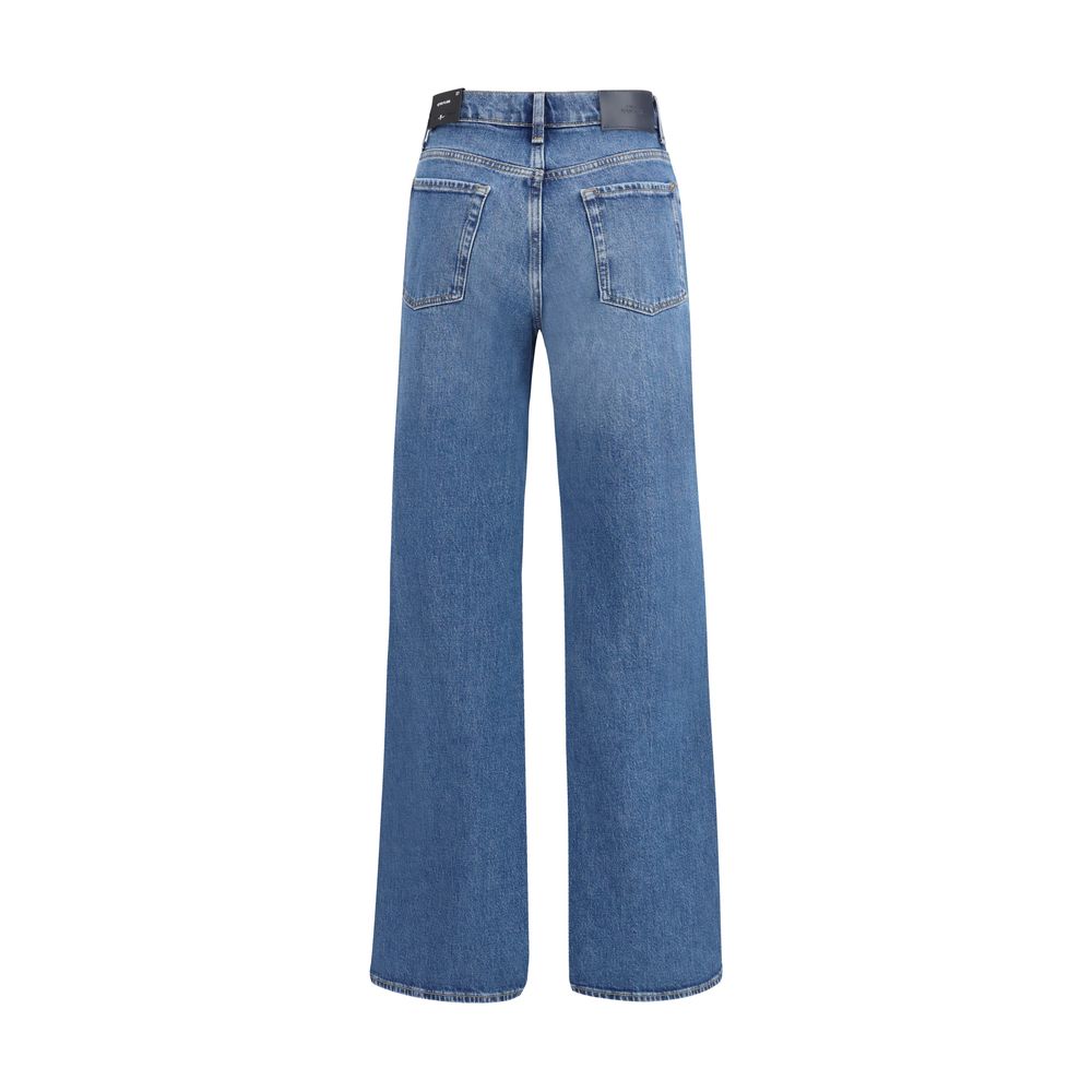 7FOR Blue Cotton Flared Jeans