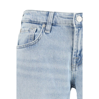 7FOR Light Blue Cotton Straight-Leg Jeans