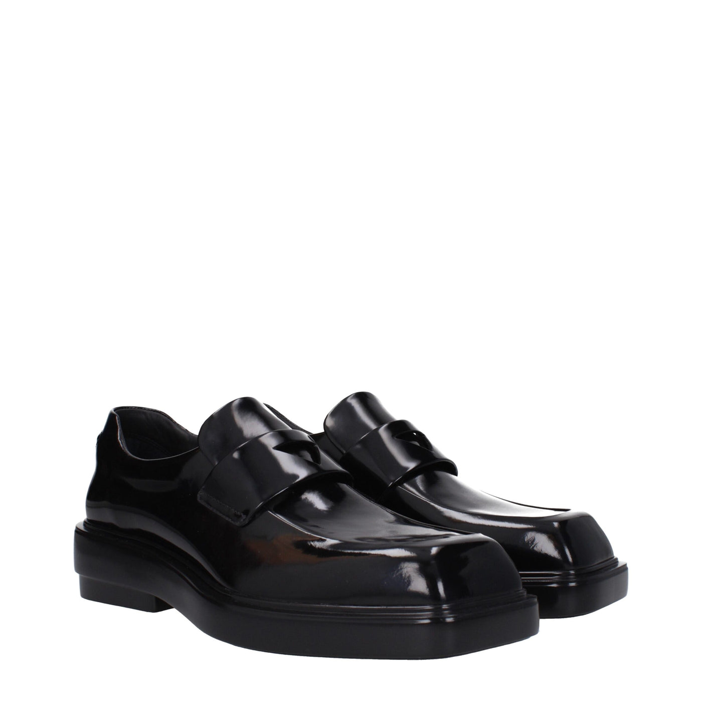 Prada Black Leather Slip-On Loafers
