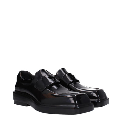 Prada Black Leather Slip-On Loafers