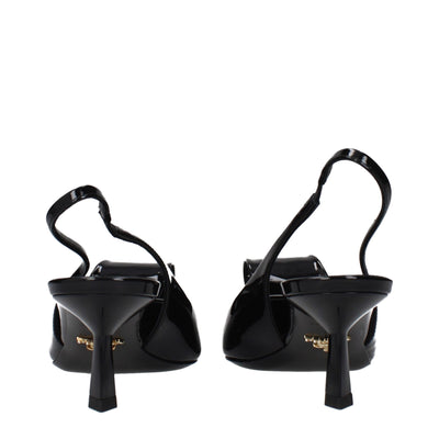 Prada Black Leather Stiletto Heel Sandals