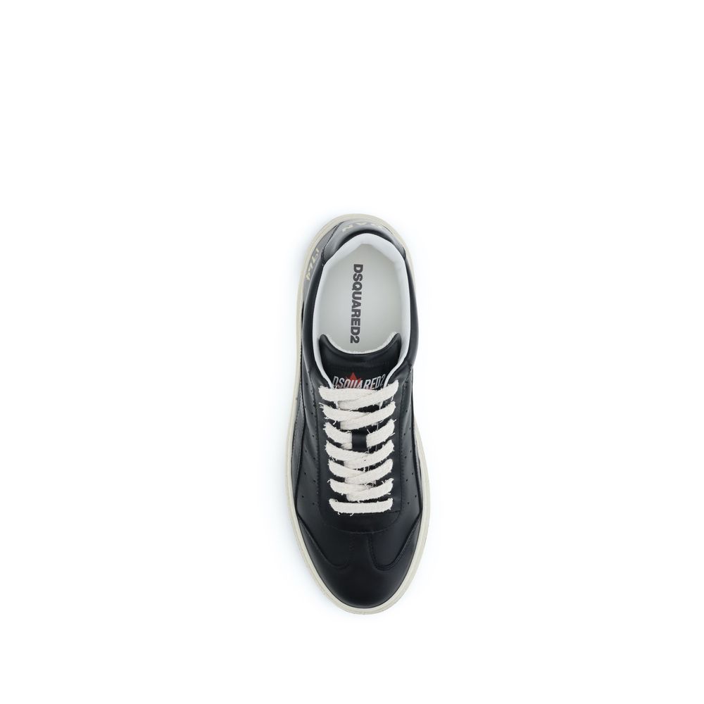 Dsquared² Black Calf Leather Bos Taurus Low Top Sneakers