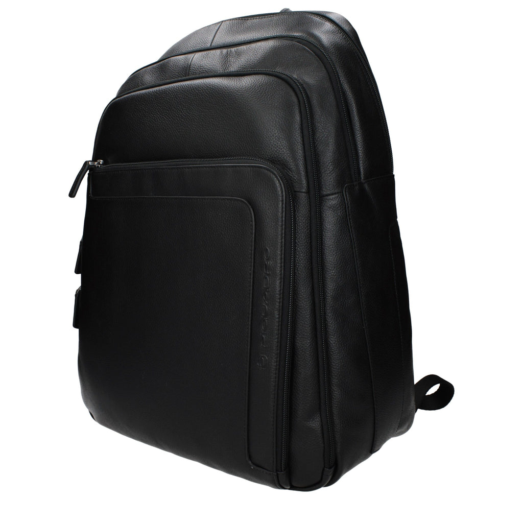 Piquadro Black Leather Backpack