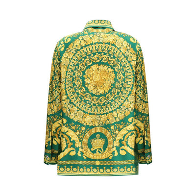 Versace Green Silk Pattern Shirt