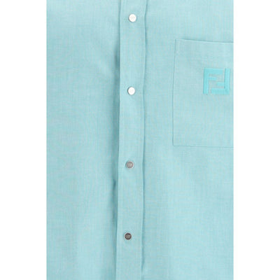 Fendi Light Blue Cotton Dress Shirt